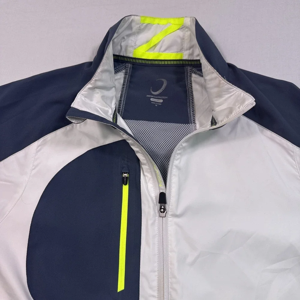 Zero Restriction 1/4 Zip Golf Windbreaker Jacket MENS MEDIUM S/S WHITE GRAY